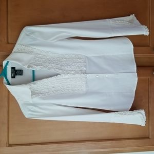 INC tuxedo shirt with ruffles and bell sleeves white 4P